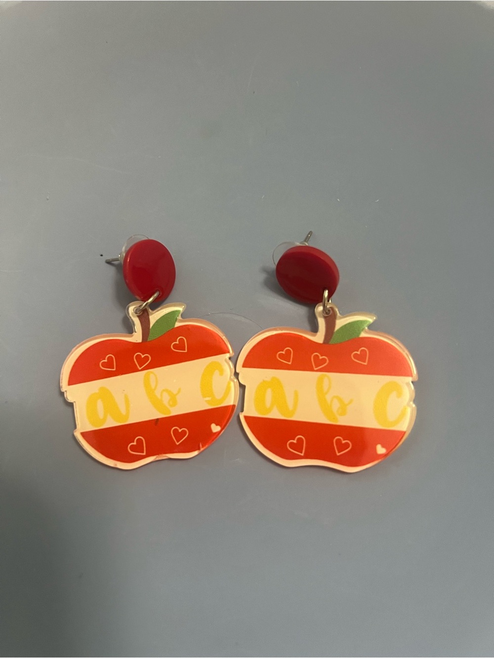 Red Apple ABC Dangle Earrings